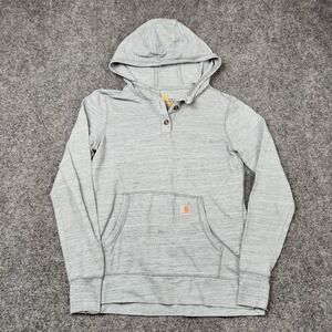 Carhartt Norwalk Hoodie Womens Small Gray Sweatshirt Pullover Slightly Fitted‎